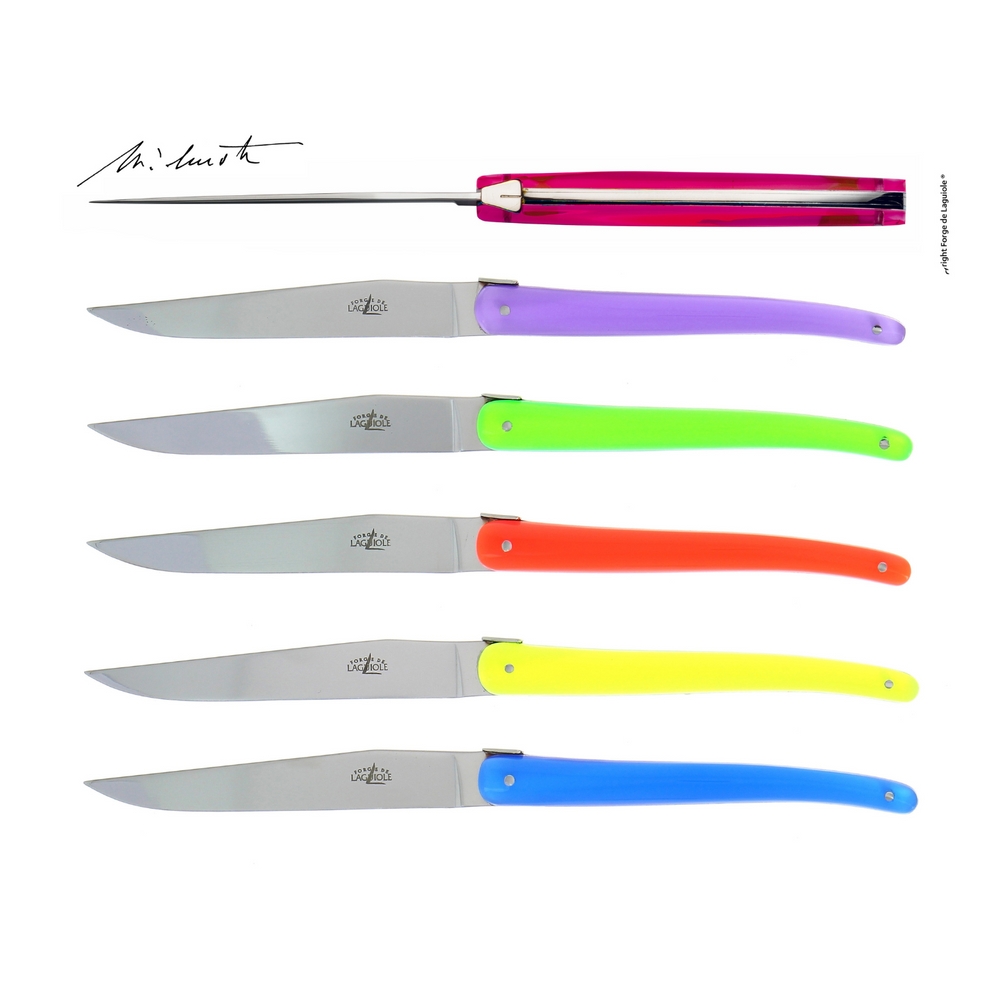 Table knives Mixed Colours Acrylic handle "Wilmotte" Designed by Wilmotte