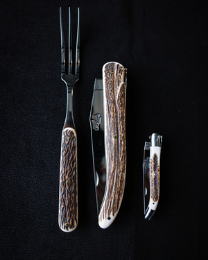 Carving Set PRESTIGE Deer Antler Handle