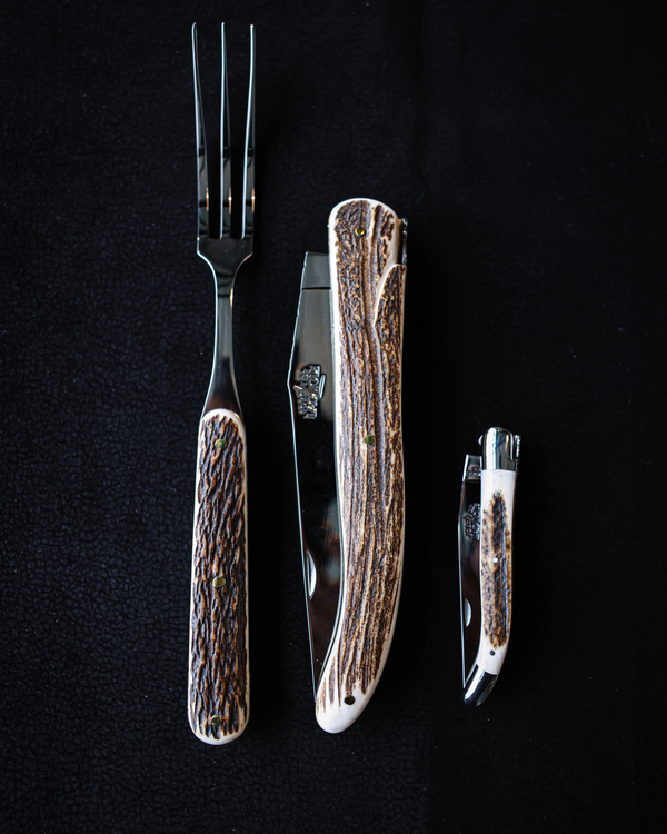 Carving Set PRESTIGE Deer Antler Handle