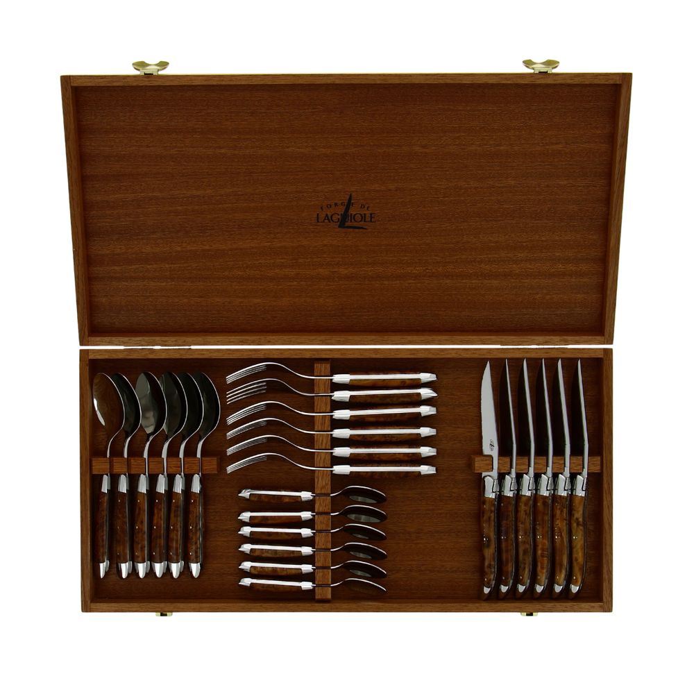 Wooden Box for Cutlery Set of 24 Dark Sapele Wood