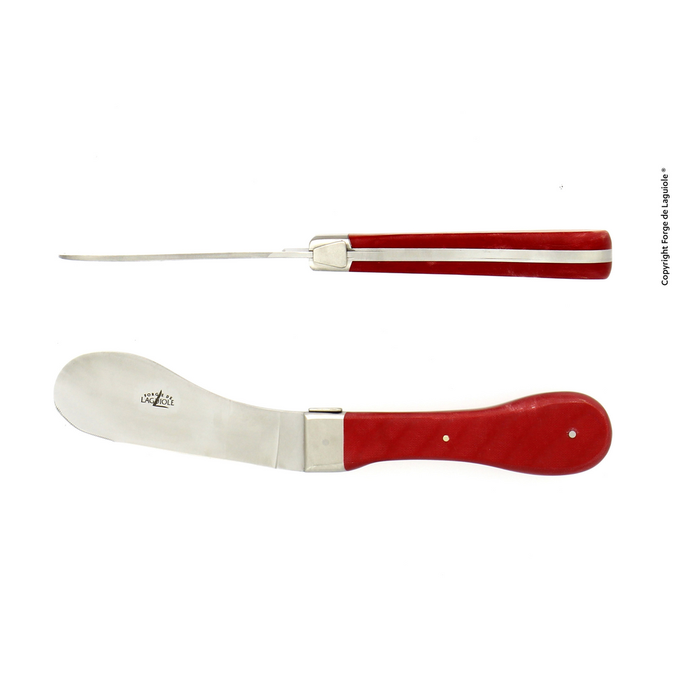 Cheese Knife Red Compressed Fabric Handle “Nomade” Designed by Barthélemy