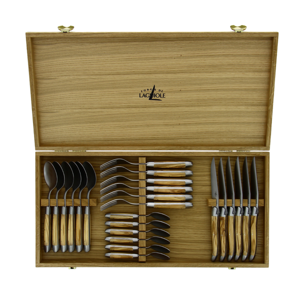 Wooden Box for Cutlery Set of 24 Light Oak
