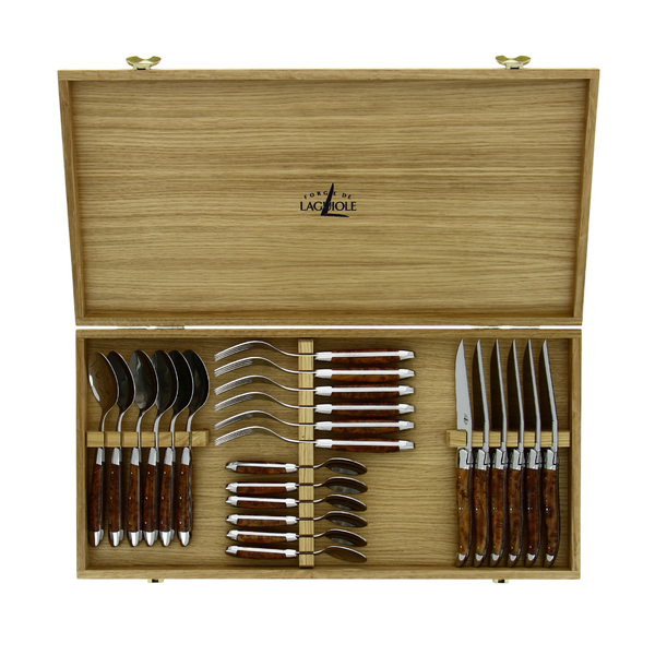 Wooden Box for Cutlery Set of 24 Light Oak