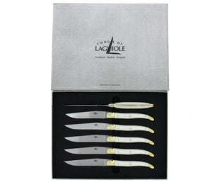 Table knives White Compressed Fabric handle and Brass Bolsters