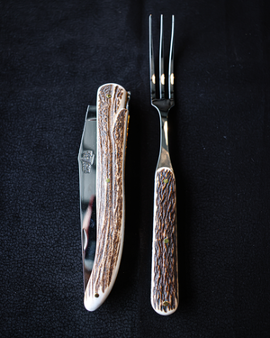 Carving Set PRESTIGE Deer Antler Handle