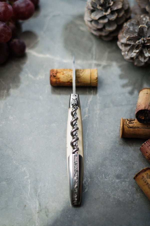 Forge de Laguiole Corkscrew – Heart Mammoth Ivory Handle & Hand-Chiselled Bee
