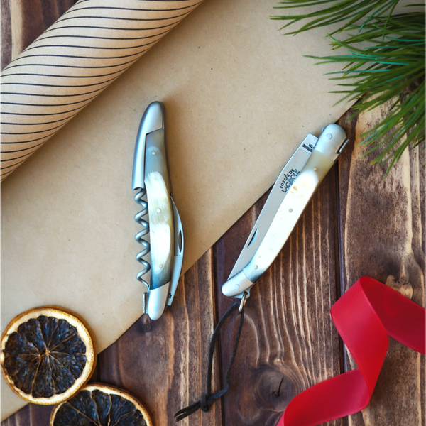 Duo Gift Set - Aubrac Cow Horn - Corkscrew and 11cm Folding Knife