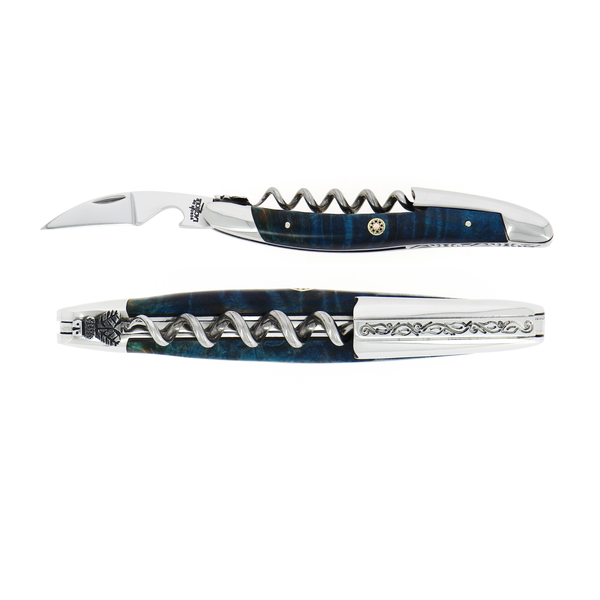 Forge de Laguiole Corkscrew – Blue Maple Handle & Hand-Chiselled Bee
