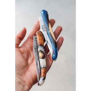 Folding Knife Blue Alchemy Juniper Handle and No Bolsters