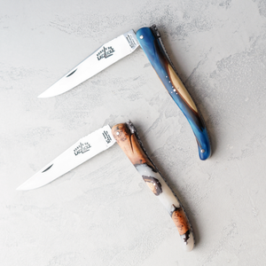 Folding Knife Blue Alchemy Juniper Handle and No Bolsters