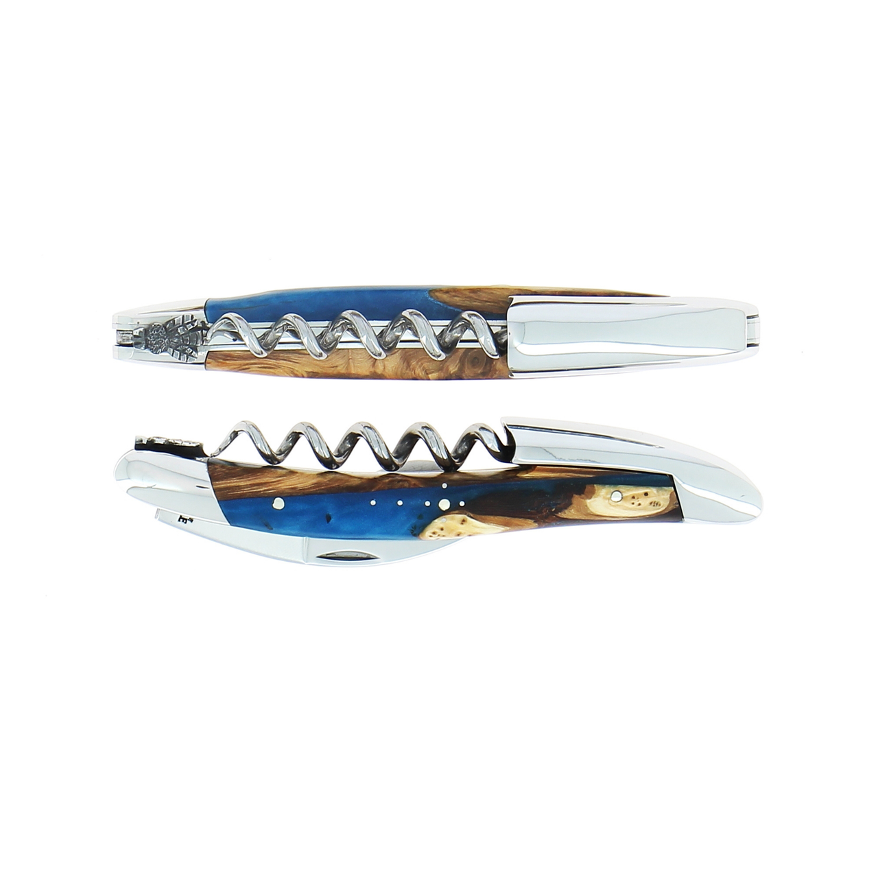 Forge de Laguiole Corkscrew – Blue Alchemy Juniper Handle & Hand-Chiselled Bee