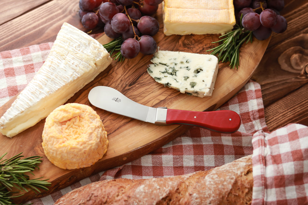 Cheese Knife Red Compressed Fabric Handle “Nomade” Designed by Barthélemy