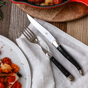 Cutlery Set of 2 Dark Horn Handle