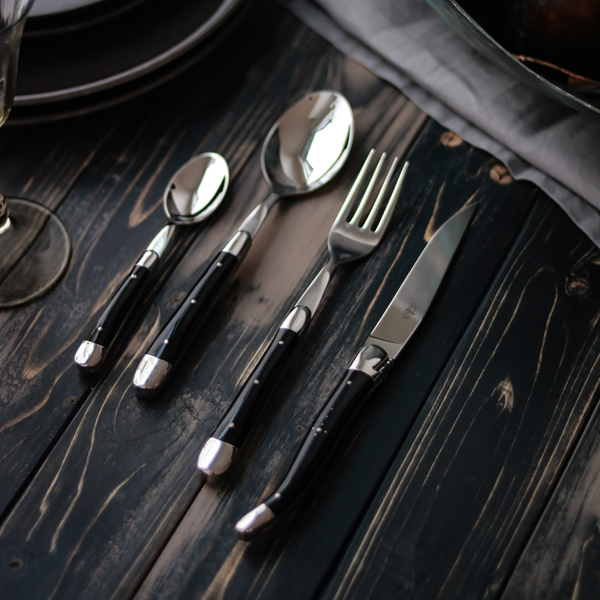 Cutlery Set of 2 Dark Horn Handle