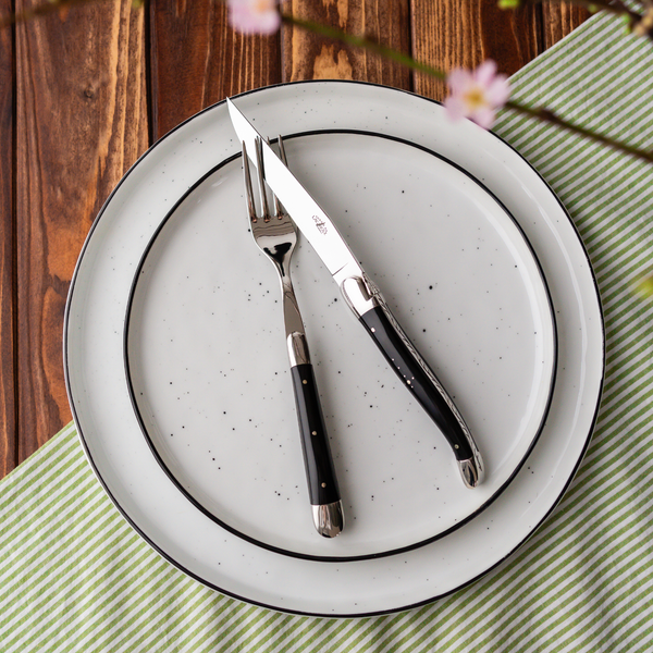 Cutlery Set of 2 Dark Horn Handle