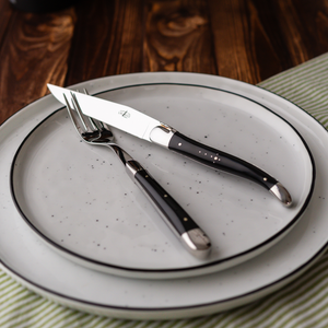 Cutlery Set of 2 Dark Horn Handle