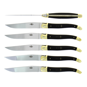 Table knives Ebony handle and Brass Bolsters
