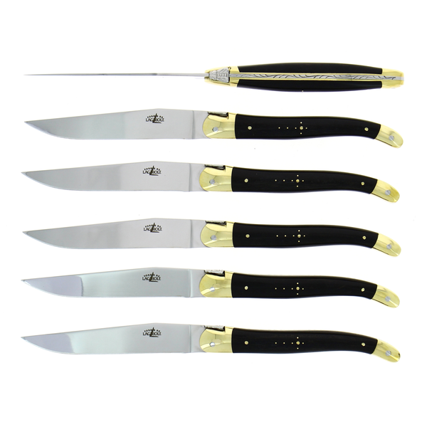Table knives Ebony handle and Brass Bolsters