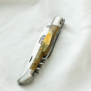 Folding Knife Aubrac Cow Horn with Corkscrew