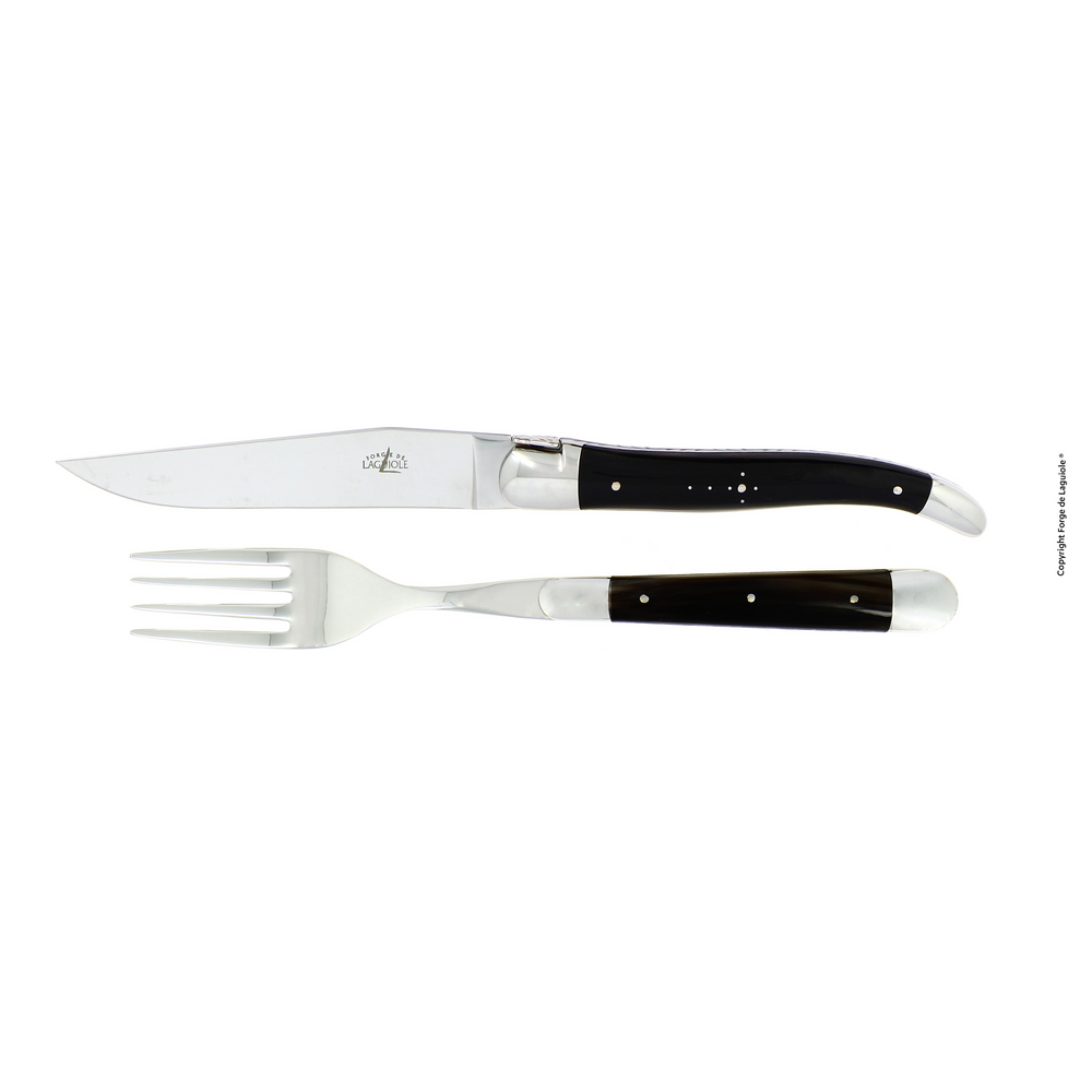 Cutlery Set of 2 Dark Horn Handle