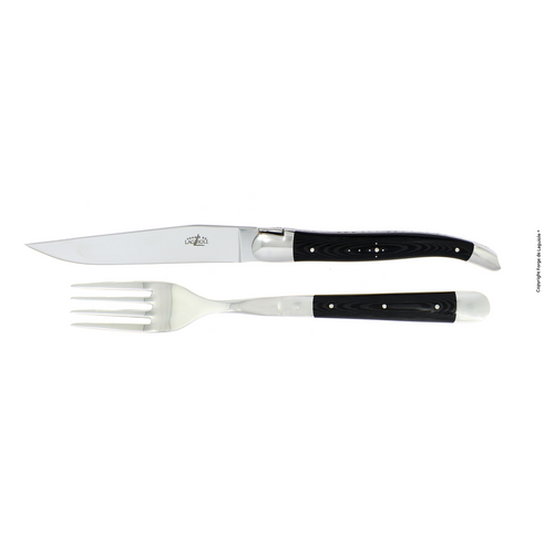 Cutlery Set of 2 Black Compressed Fabric Handle