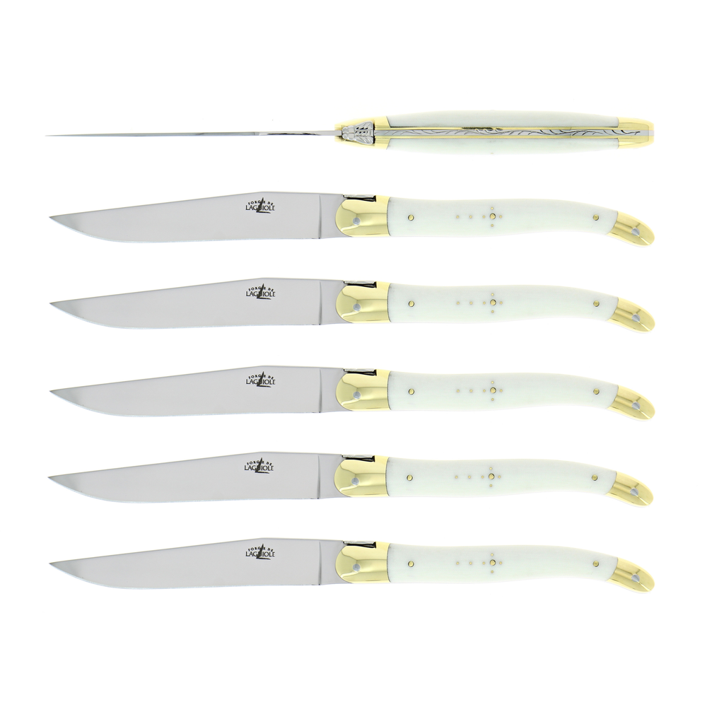 Table knives White Compressed Fabric handle and Brass Bolsters